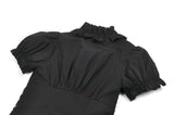 Goth Punk Cross-Zip Buckled Waist Ruffle Puff Sleeve Crop Top TW710