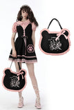 Black pink adventures of little bear ear handbag ABG004