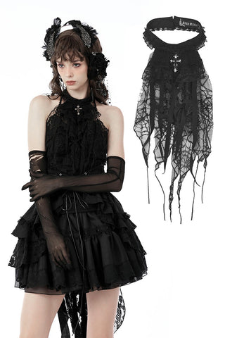 Gothic shredded spider neck tie ACK137