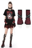 Punk black red studded gloves AGL022