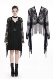 Black tasseled cape with kimono sleeves BW066 - Gothlolibeauty