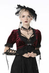 Gothic luxe wine red diamond velvet short-sleeves cape BW095