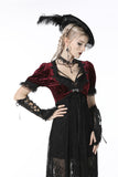 Gothic luxe wine red diamond velvet short-sleeves cape BW095