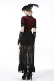 Gothic luxe wine red diamond velvet short-sleeves cape BW095