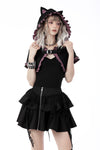 Gothic lolita pink plaid cat ear hoody cape BW105