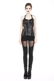 Punk PU leather corset with side rope design via metal D buckle CW026 - Gothlolibeauty