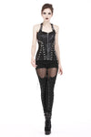 Punk PU leather corset with side rope design via metal D buckle CW026 - Gothlolibeauty