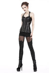 Punk PU leather corset with side rope design via metal D buckle CW026 - Gothlolibeauty