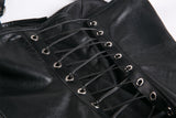 Punk PU leather corset with side rope design via metal D buckle CW026 - Gothlolibeauty