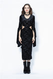 Gothic flocking long dress with triangle on waist DW108 - Gothlolibeauty