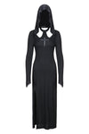 Gothic long knitted hooded dress with hollow out cross DW148 - Gothlolibeauty