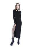 Gothic long knitted hooded dress with hollow out cross DW148 - Gothlolibeauty