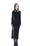 Gothic long knitted hooded dress with hollow out cross DW148 - Gothlolibeauty