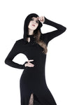 Gothic long knitted hooded dress with hollow out cross DW148 - Gothlolibeauty