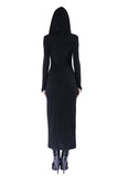 Gothic long knitted hooded dress with hollow out cross DW148 - Gothlolibeauty