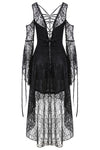 Black Gothic Elegant Lace High-Low Dress DW166 - Gothlolibeauty