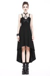 Punk knitted high-low dress with leather star across neck DW184 - Gothlolibeauty