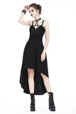 Punk knitted high-low dress with leather star across neck DW184 - Gothlolibeauty