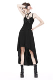 Punk knitted high-low dress with leather star across neck DW184 - Gothlolibeauty