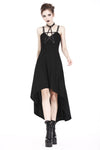 Punk knitted high-low dress with leather star across neck DW184 - Gothlolibeauty