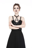 Punk knitted high-low dress with leather star across neck DW184 - Gothlolibeauty