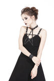 Punk knitted high-low dress with leather star across neck DW184 - Gothlolibeauty