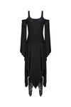 Gothic knitted long dress with irregular hem and hooked rope designs DW185 - Gothlolibeauty