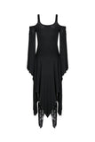 Gothic knitted long dress with irregular hem and hooked rope designs DW185 - Gothlolibeauty