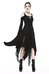 Gothic knitted long dress with irregular hem and hooked rope designs DW185 - Gothlolibeauty