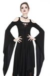 Gothic knitted long dress with irregular hem and hooked rope designs DW185 - Gothlolibeauty