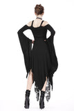 Gothic knitted long dress with irregular hem and hooked rope designs DW185 - Gothlolibeauty