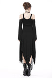 Gothic knitted long dress with irregular hem and hooked rope designs DW185 - Gothlolibeauty