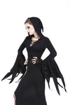 Holloween gothic slit hem witch sleeve hooded dress DW200 - Gothlolibeauty