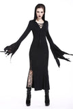 Holloween gothic slit hem witch sleeve hooded dress DW200 - Gothlolibeauty