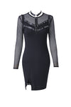 Punk metal studded mesh midi dress DW204 - Gothlolibeauty