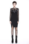 Punk metal studded mesh midi dress DW204 - Gothlolibeauty