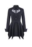 Gothic sexy mesh heart pleated collar bow dress DW205 - Gothlolibeauty