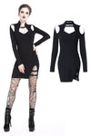 Ladies punk hollow shouler slit hem midi dress DW209 - Gothlolibeauty