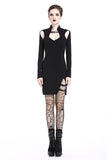 Ladies punk hollow shouler slit hem midi dress DW209 - Gothlolibeauty