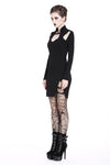 Ladies punk hollow shouler slit hem midi dress DW209 - Gothlolibeauty