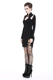 Ladies punk hollow shouler slit hem midi dress DW209 - Gothlolibeauty