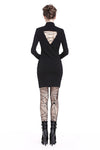 Ladies punk hollow shouler slit hem midi dress DW209 - Gothlolibeauty