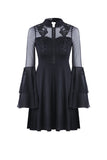 Cute gothic flower bust layered sleeve midi dress DW216 - Gothlolibeauty