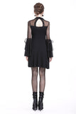 Cute gothic flower bust layered sleeve midi dress DW216 - Gothlolibeauty