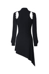 Punk zippered hollow shoulder dress DW218 - Gothlolibeauty