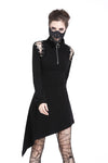 Punk zippered hollow shoulder dress DW218 - Gothlolibeauty