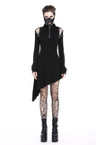 Punk zippered hollow shoulder dress DW218 - Gothlolibeauty