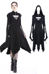 Gothic lace-up bust and sleeve hooded dress DW220 - Gothlolibeauty