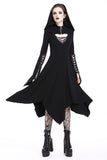 Gothic lace-up bust and sleeve hooded dress DW220 - Gothlolibeauty