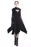 Gothic lace-up bust and sleeve hooded dress DW220 - Gothlolibeauty